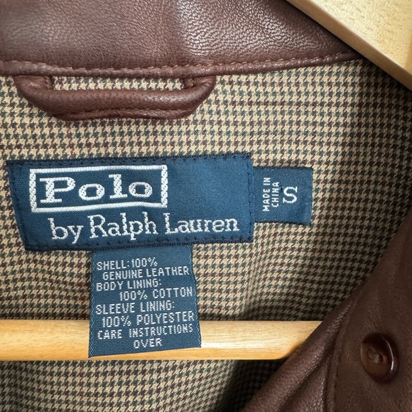 POLO RALPH LAUREN Lamb Genuine Leather Bomber Jacket Men Small - Picture 2 of 5